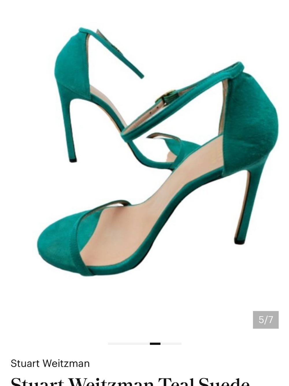Stuart Weitzman Teal Suede Open-Toe Ankle Strap Heels